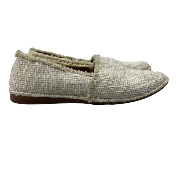 Frye Shoes - Frye Womens 10 Flat Shoes White Helena Slip On Woven Raw Hem Textured 3471315